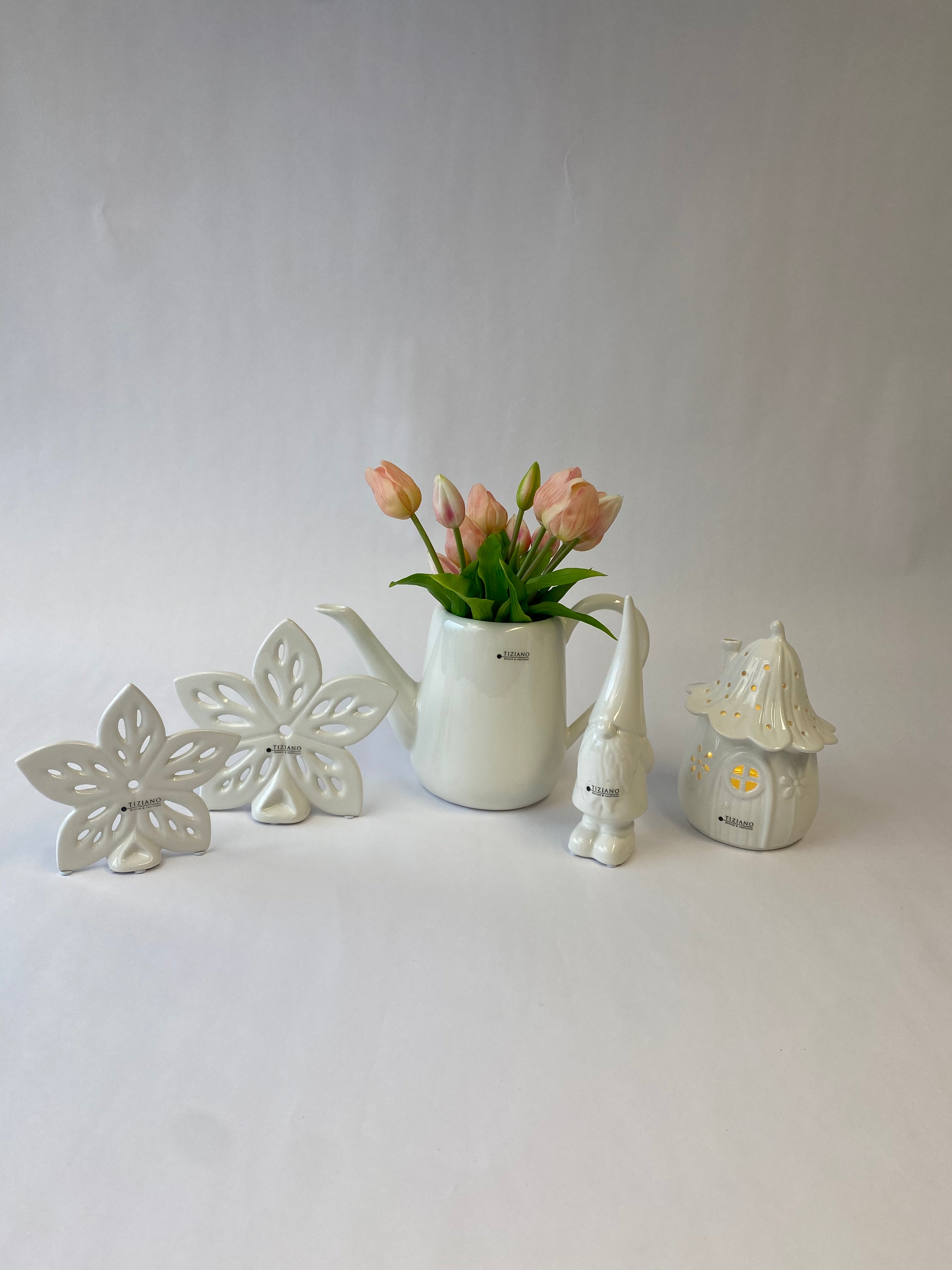 Dekoset Zwerg Geraldo+Haus Solina LED+Giesskanne Ravello