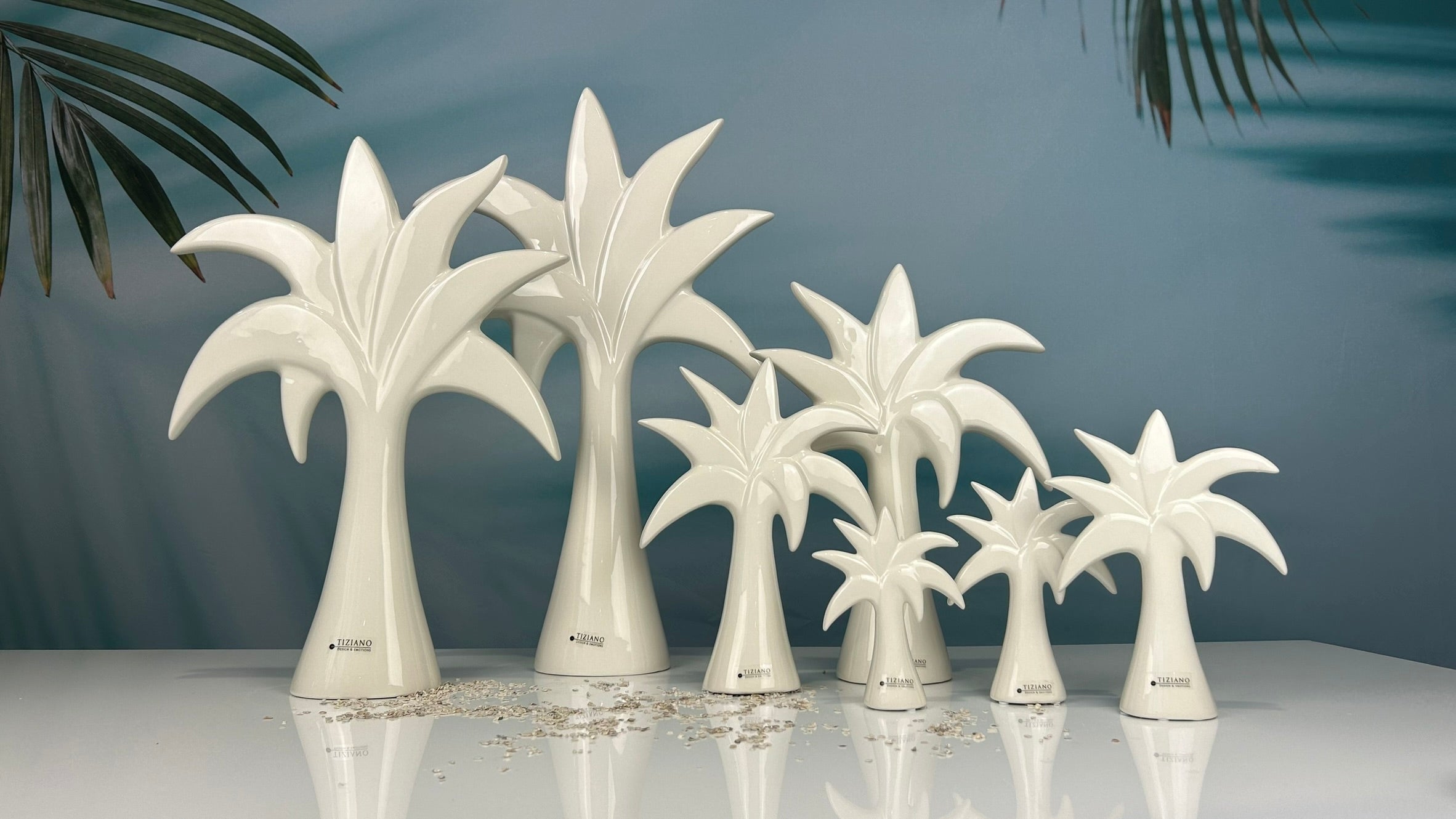Dekofigur Deko Palme Guano weiß-creme