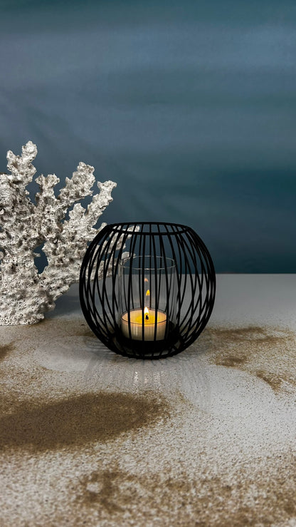 Tischlicht Dusk schwarz mit Glas