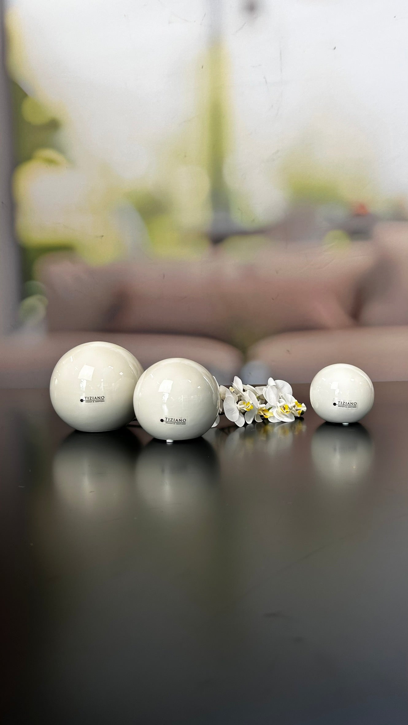 Deko Kugel Sfera creme-weiß