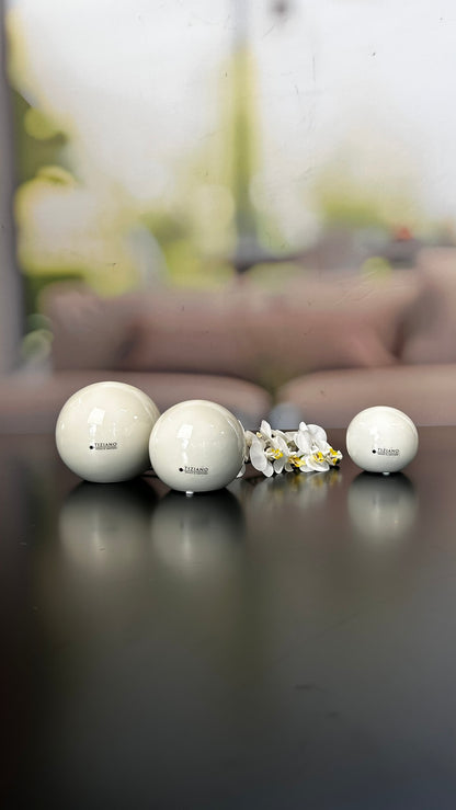 Deko Kugel Sfera creme-weiß