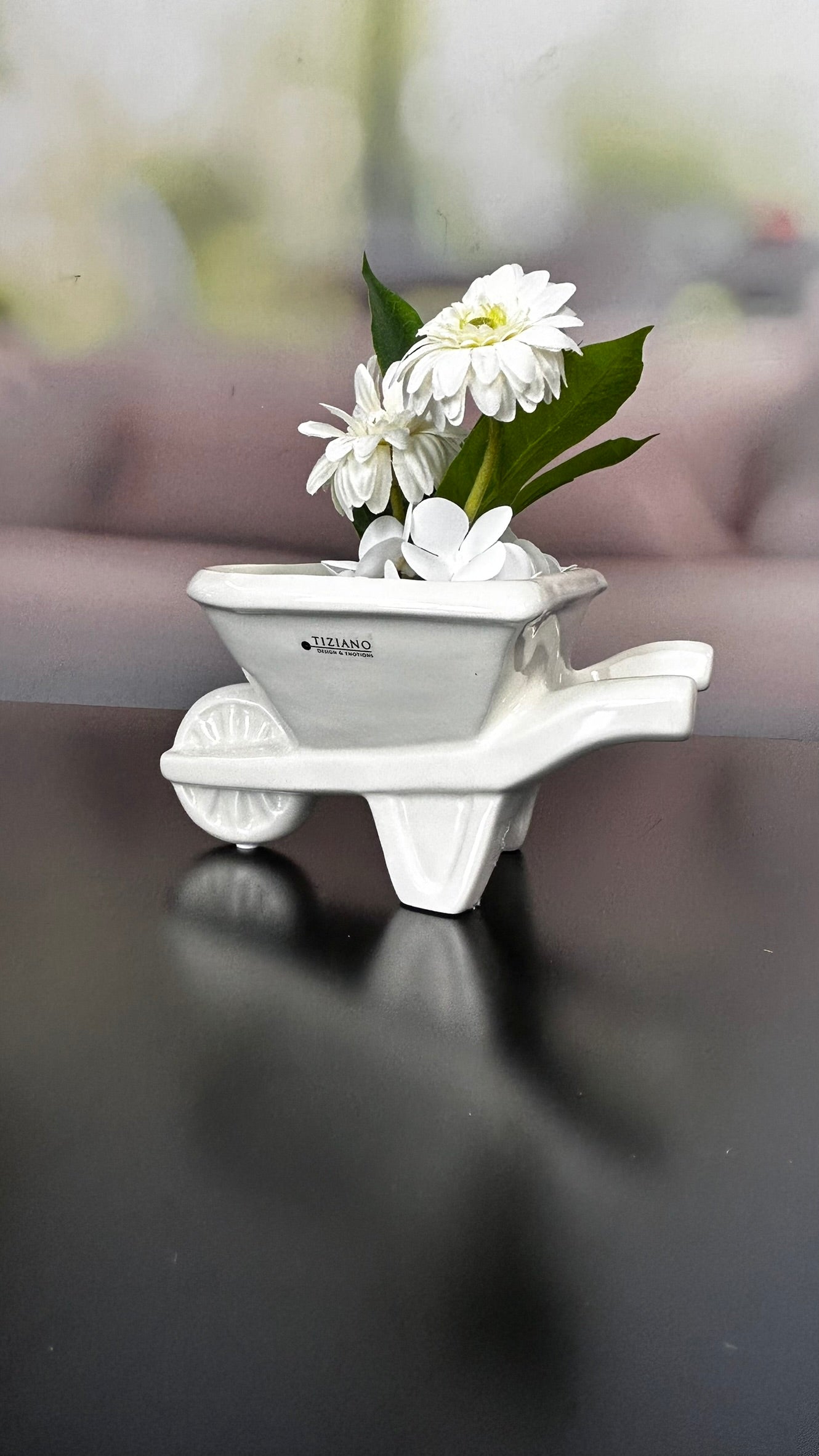 Schubkarre Deruta creme-weiß