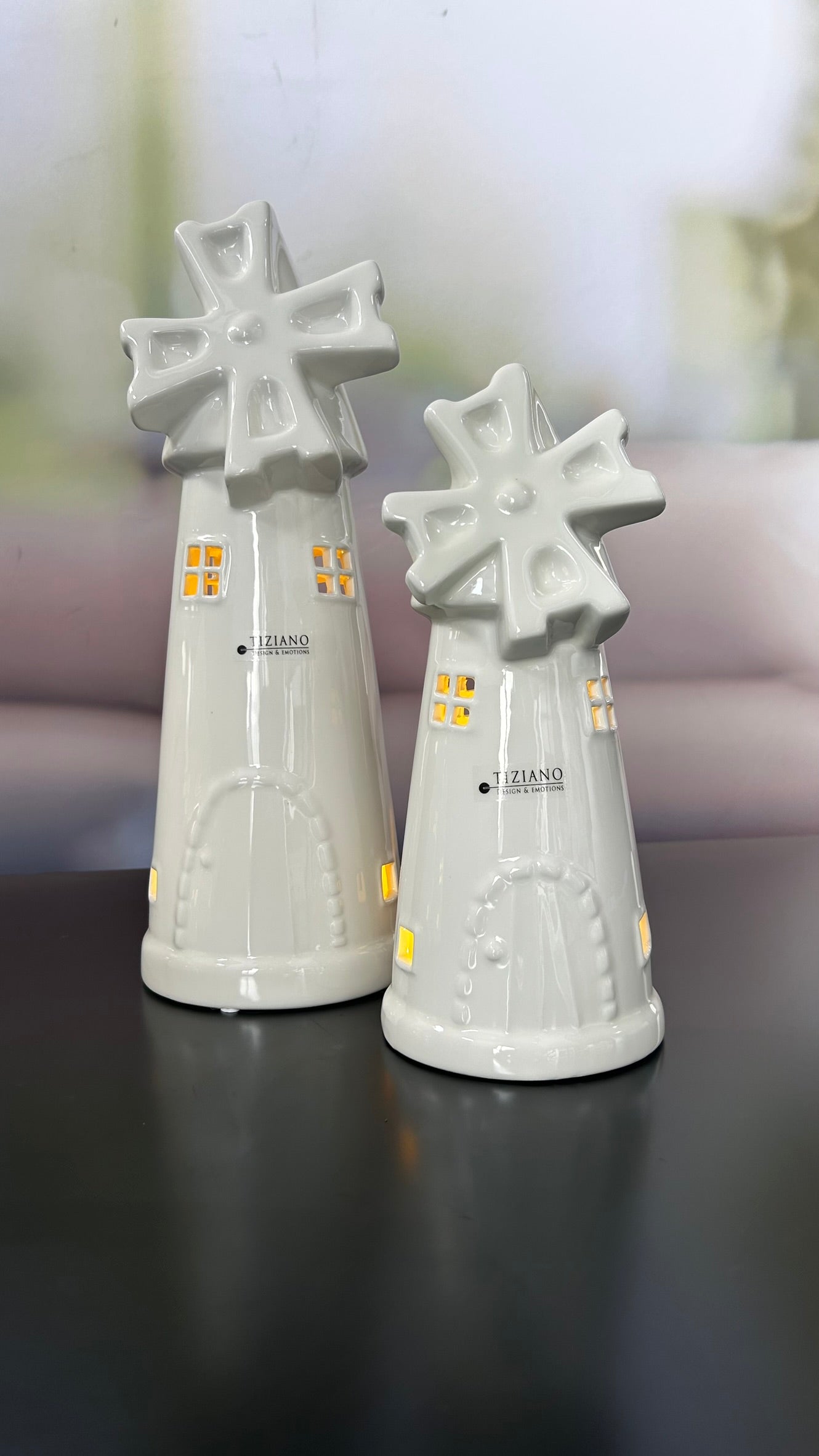 Windmühle Resina LED creme-weiß