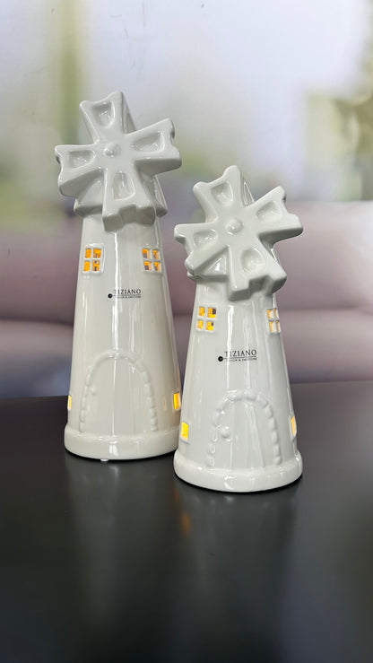 Windmühle Resina LED creme-weiß