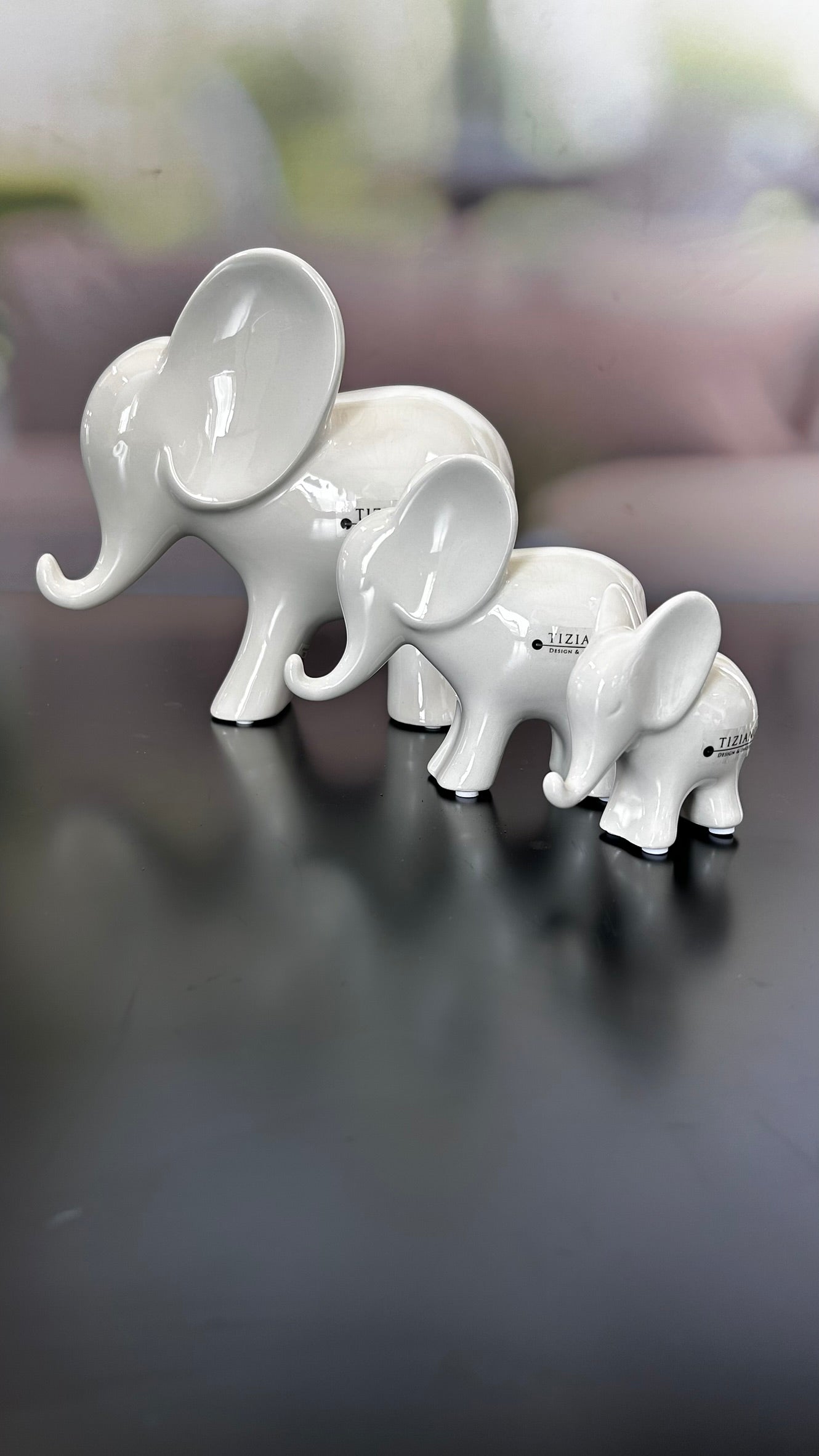 Deko Elefant Leon stehend weiß-creme