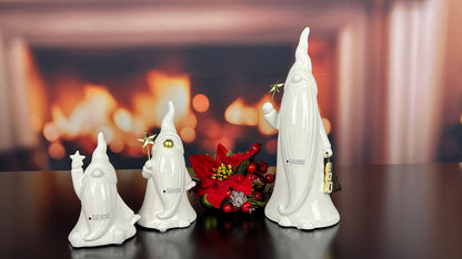 Deko Santa Nicolo 30cm mit Stab+Baum creme-weiß