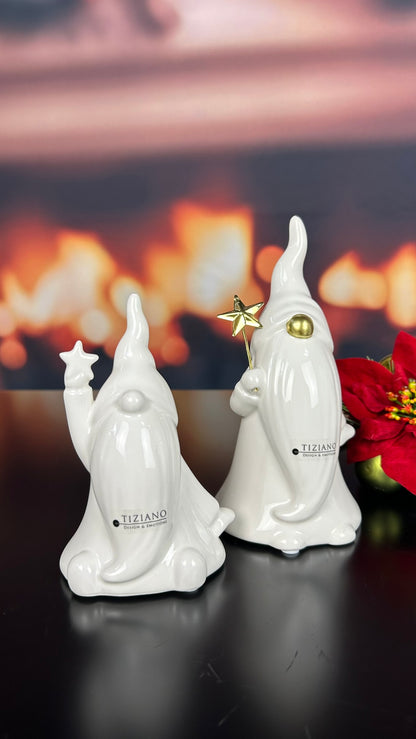 Deko Santa Nicolo mit Stern 14,5cm creme-weiß