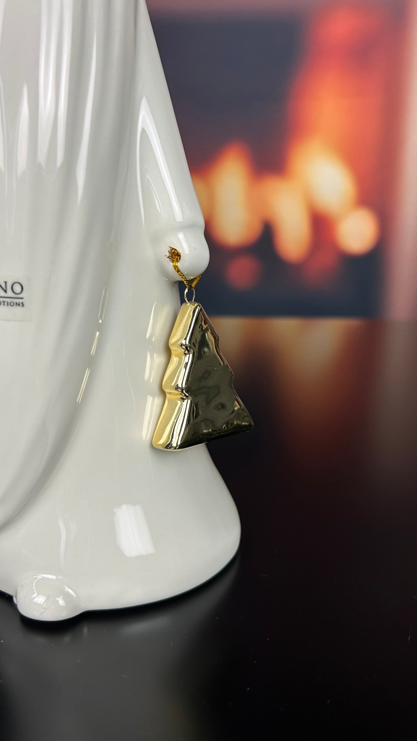 Deko Santa Nicolo 30cm mit Stab+Baum creme-weiß