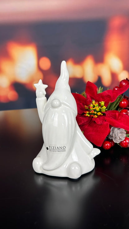 Deko Santa Nicolo mit Stern 14,5cm creme-weiß