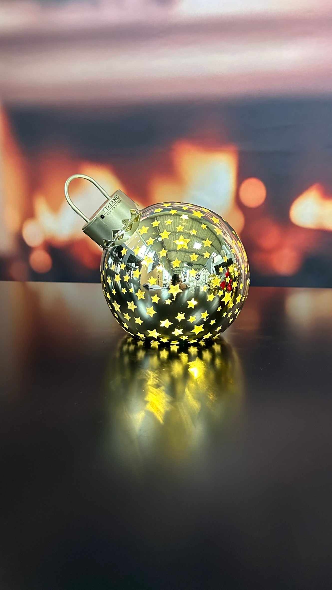 Glaskugel Lumina LED Sterne gold