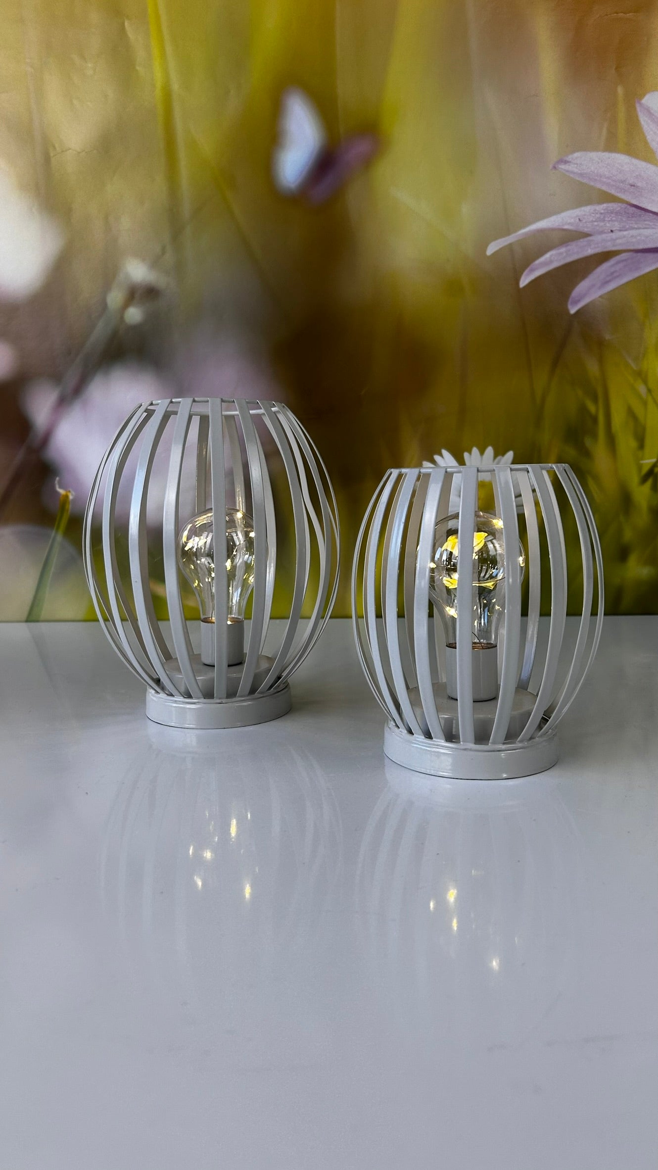 Lampe Glitter LED creme-weiß