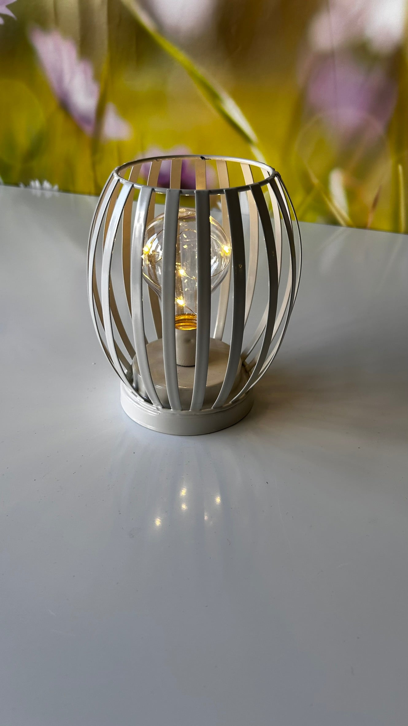 Lampe Glitter LED creme-weiß