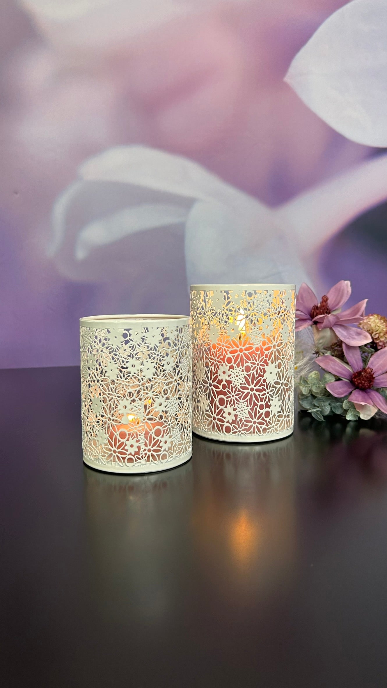 Metalllicht Fiori creme-weiß