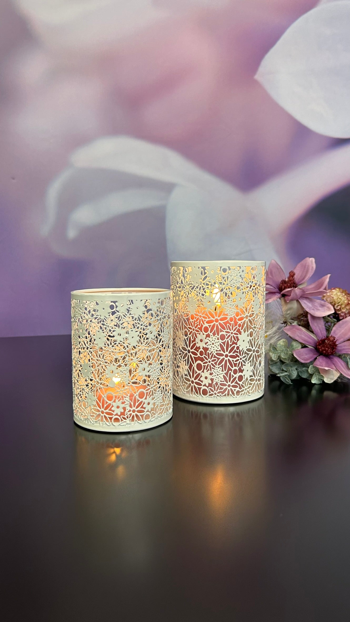 Metalllicht Fiori creme-weiß