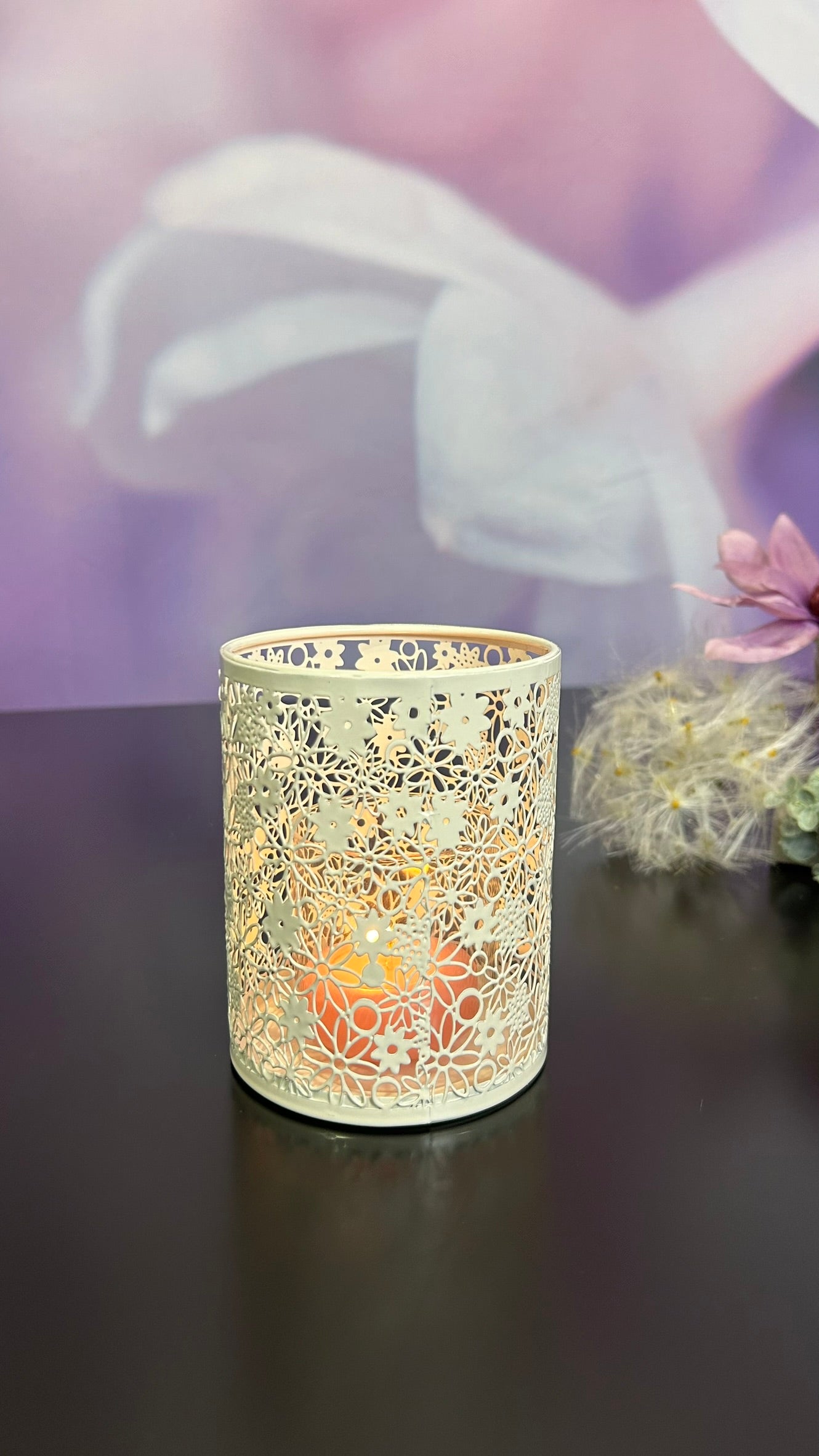 Metalllicht Fiori creme-weiß