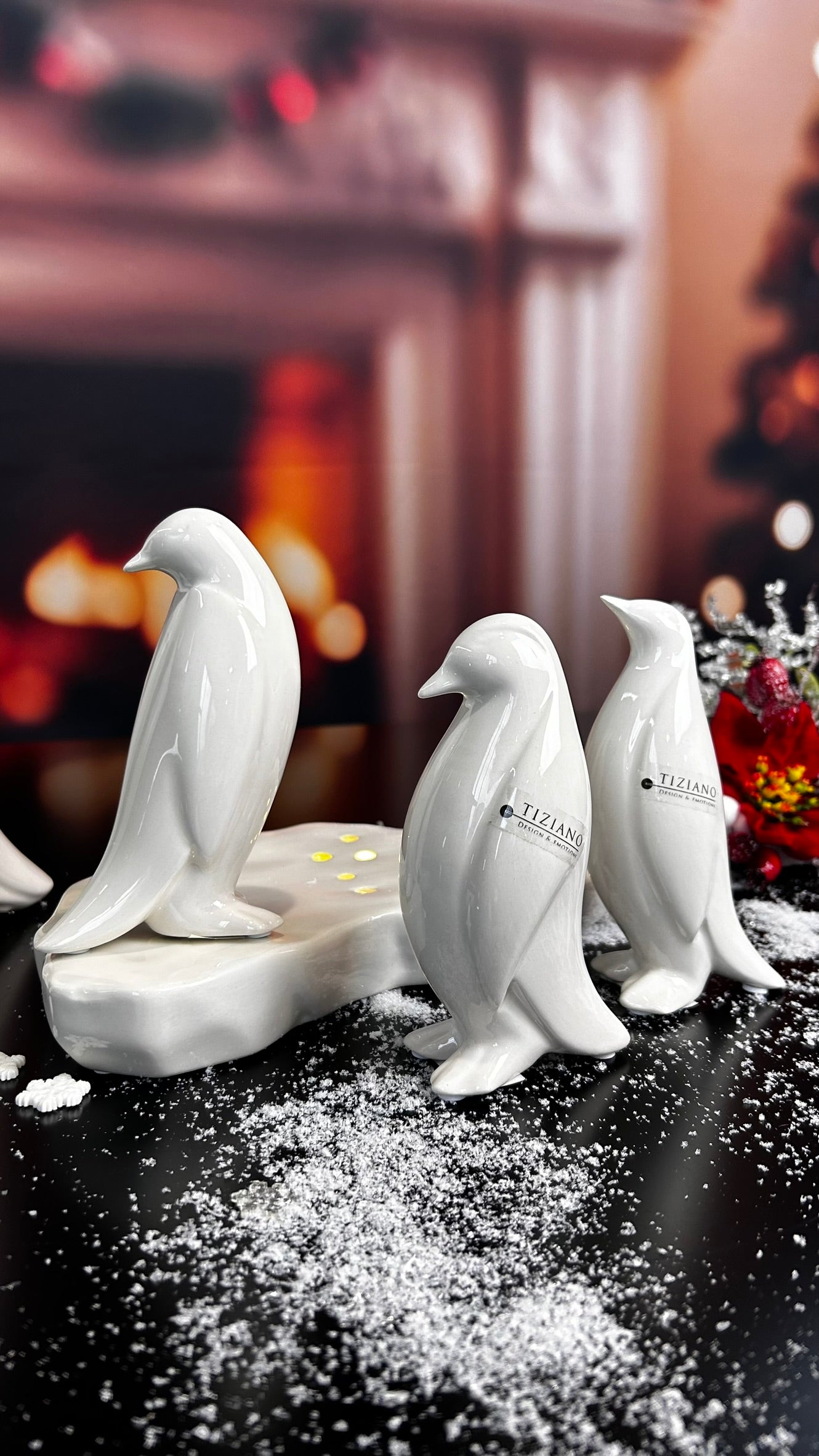 Deko Pinguin Tizio drei Varianten creme-weiß