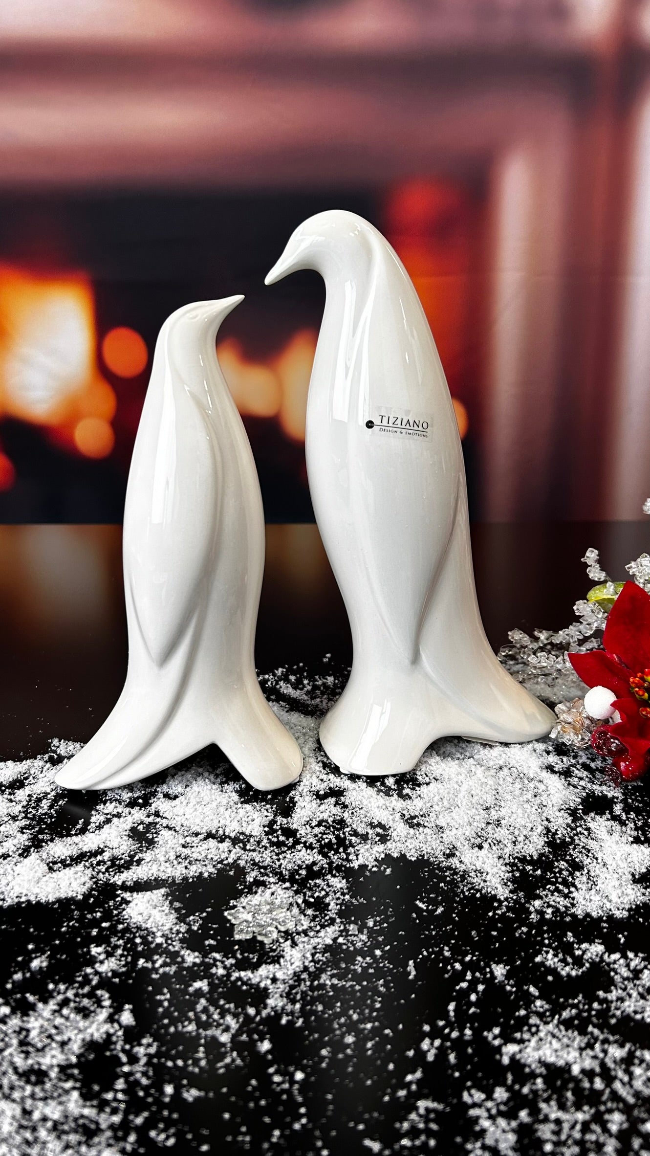 Deko Pinguin Tizio drei Varianten creme-weiß
