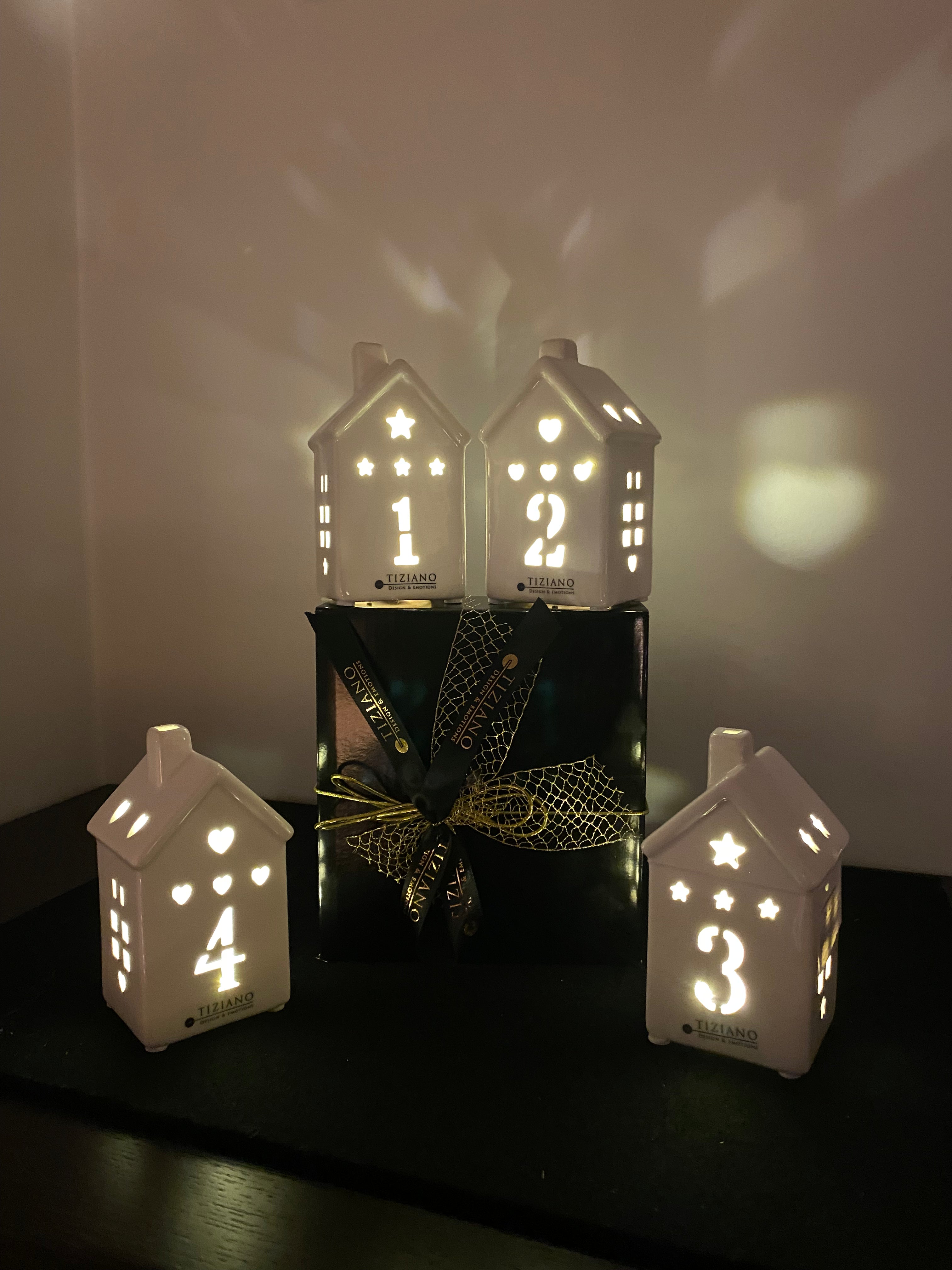 Adventsset 4er Haus Marana LED im Geschenkkarton