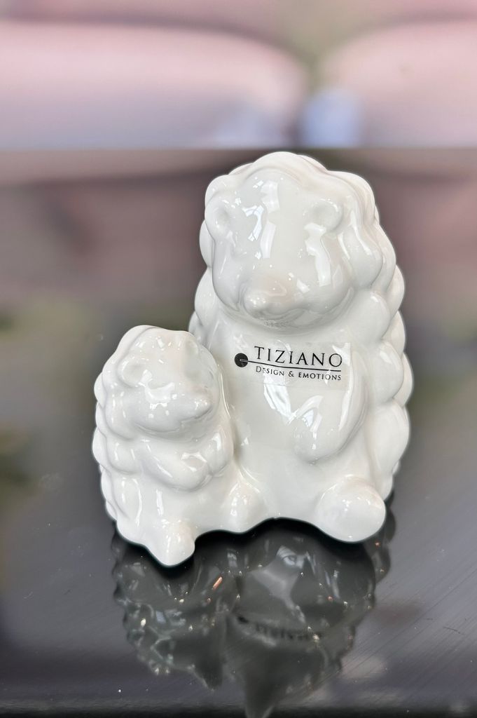 J15 Deko Igel Max mit Kind 10cm creme-weiß