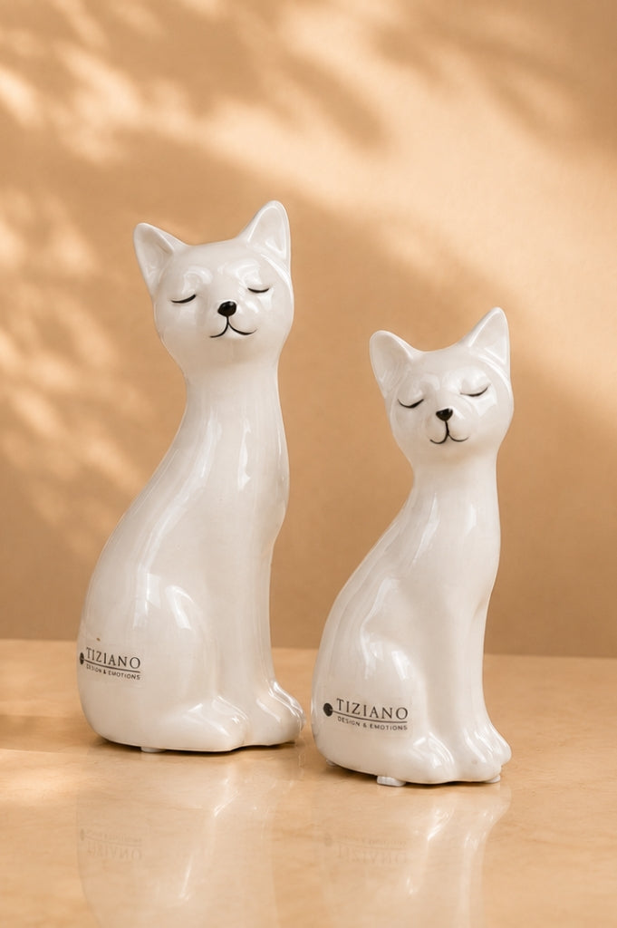 Deko Katze Felix creme-weiß