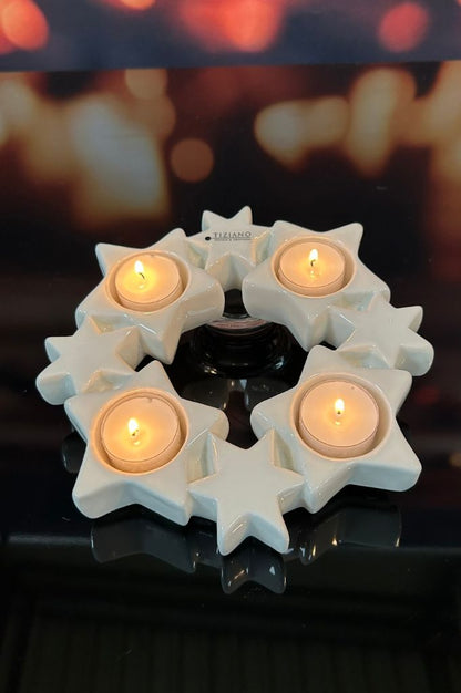 Kerzenring Cometa 23cm creme-weiß