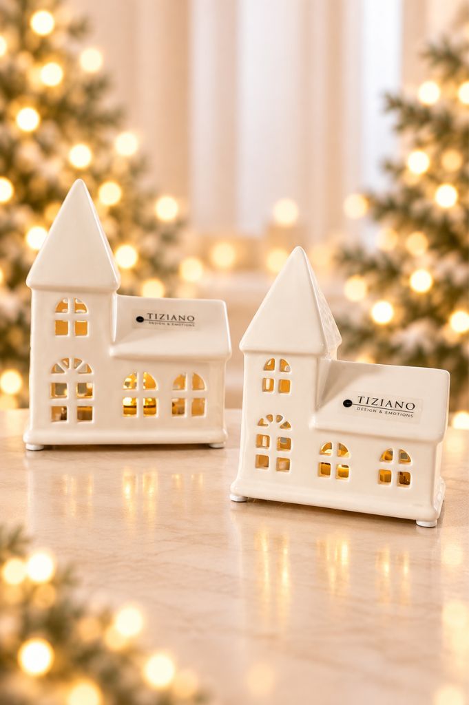 Deko Kirche Chiesa LED creme-weiß