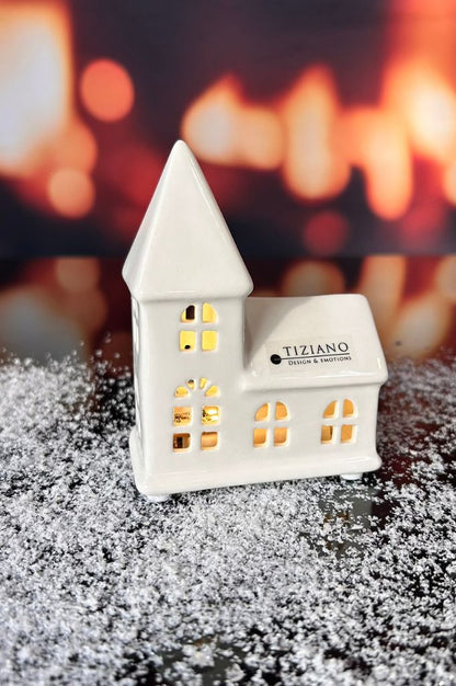 D6 Deko Kirche Dogato LED 11cm creme-weiß