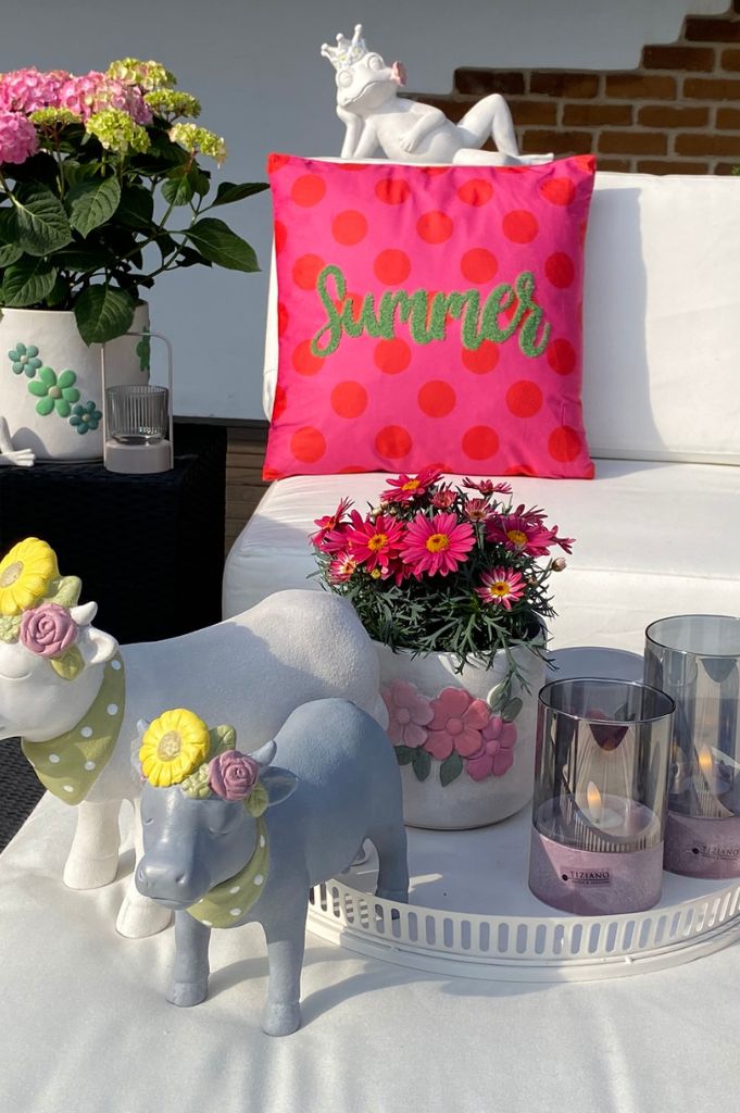 Deko Samtkissen beflockt 45cm mit Botschaft Summer