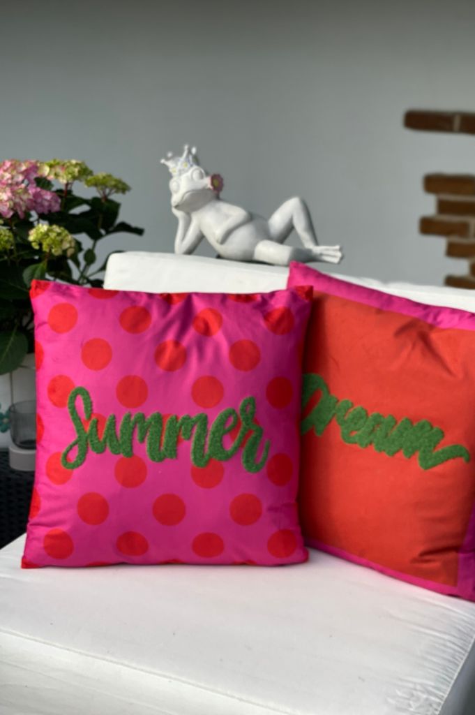 Deko Samtkissen beflockt 45cm mit Botschaft Summer