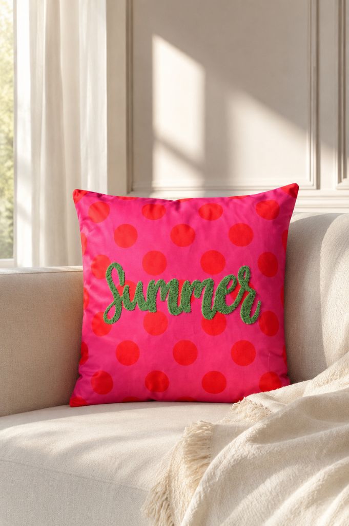 Deko Samtkissen beflockt 45cm mit Botschaft Summer