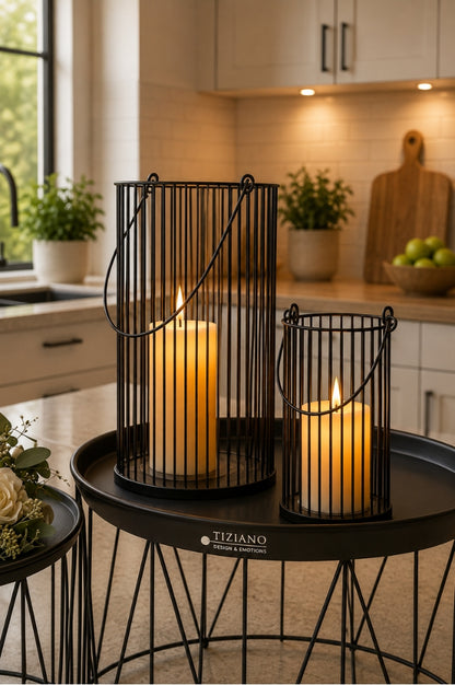 LED Kerze Atlanta in Metallhalter schwarz