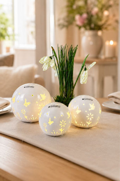 3er Set Deko Lichtkugel Polline 8-12cm LED