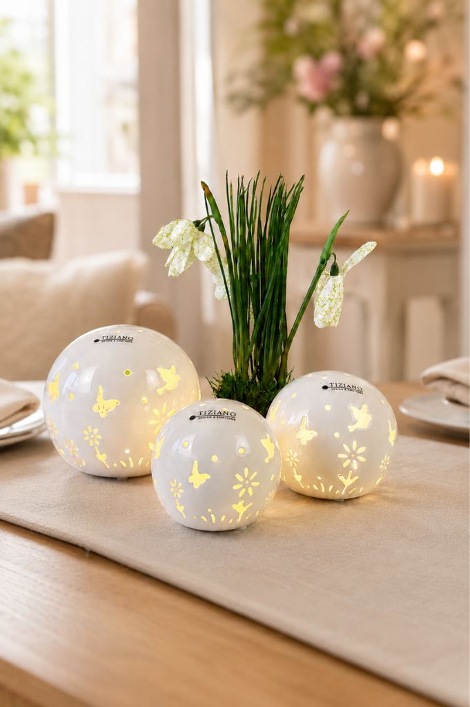 3er Set Deko Lichtkugel Polline 8-12cm LED