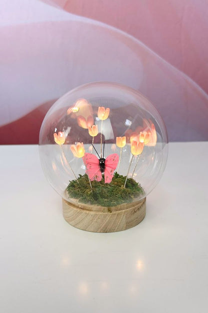 Deko Lichtkugel LED mit Schmetterling+Blumen