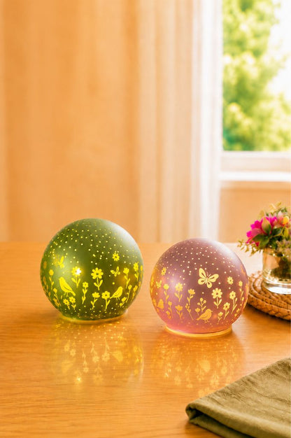 2er Set Lichtkugel Polline LED grün+rosa