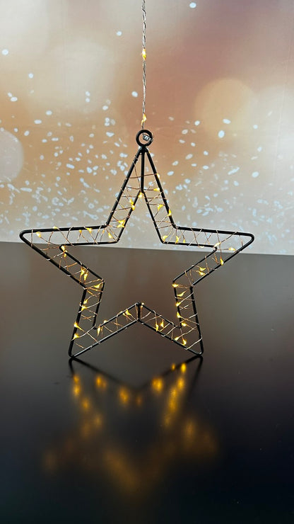 Deko Metallhänger Stern 40cm LED schwarz