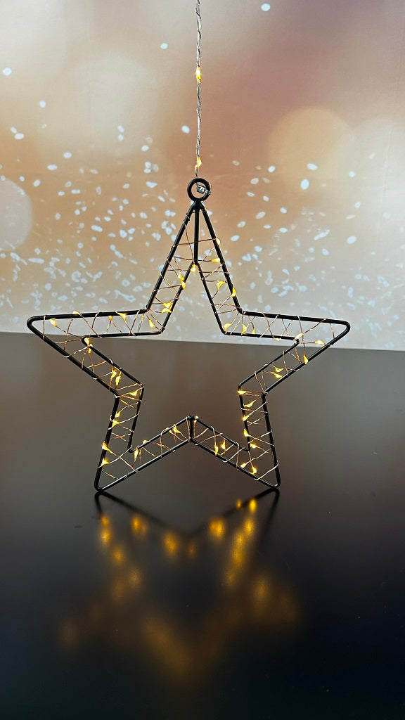 Deko Metallhänger Stern 40cm LED schwarz