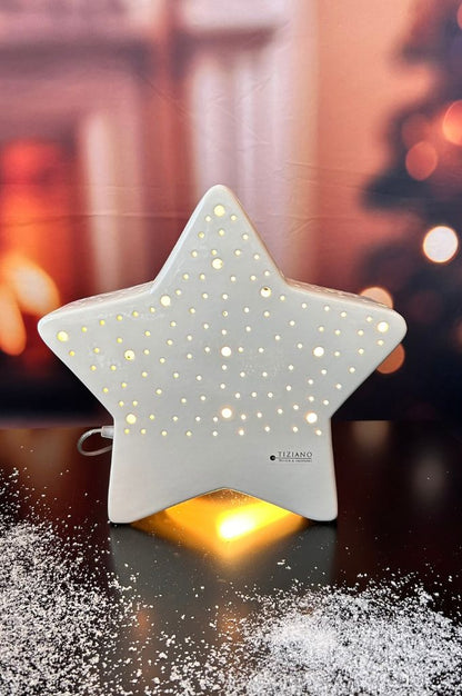 Lampe Cometa mit Löchern 31cm creme-weiß