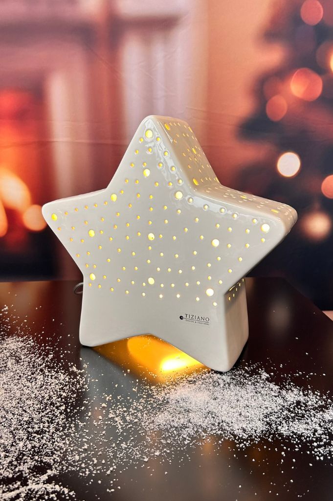 Lampe Cometa mit Löchern 31cm creme-weiß