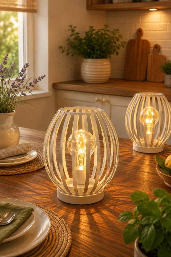 Lampe Glitter LED creme-weiß