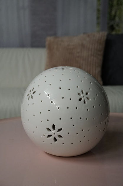 Lampe Tadino rund 25cm weiß-creme