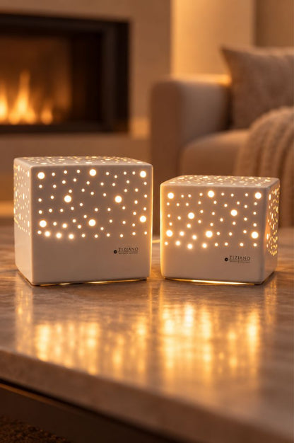 Lampe Padova eckig weiß-creme Neue Größen