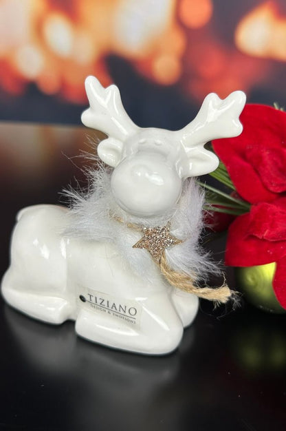 Deko Rentier Lars sitzend creme-weiß