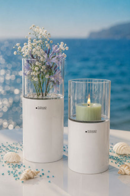 Windlicht Laterna creme mit Klarglas