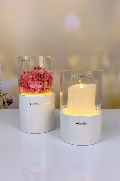 Windlicht Laterna LED creme-weiß