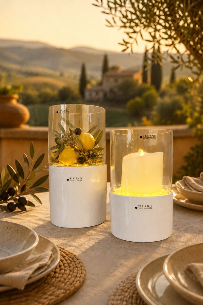 Windlicht Laterna LED creme-weiß