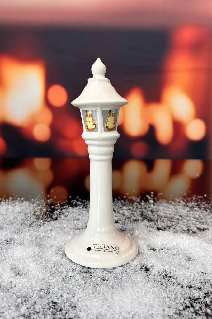 D9 Deko Straßenlaterne Bianco 17,5cm creme-weiß