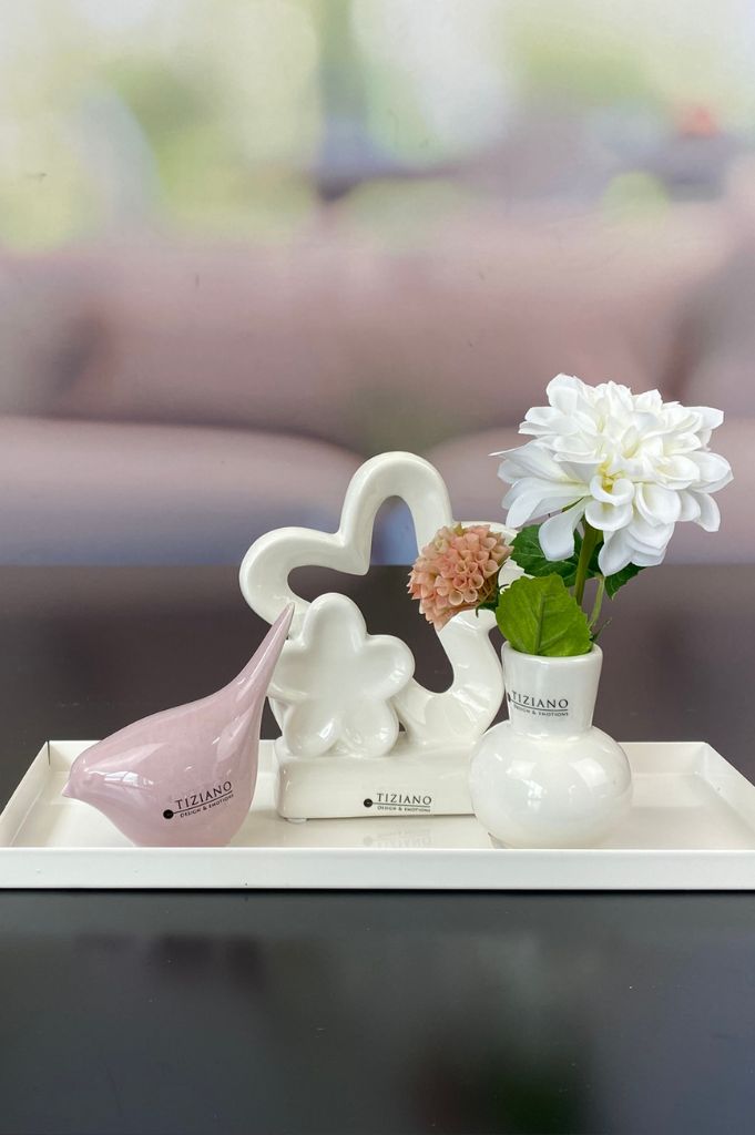 Dekoset Metallschale Legri mit Alfredo rosa+Emporo creme