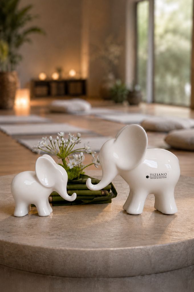 Deko Elefant Leon stehend weiß-creme