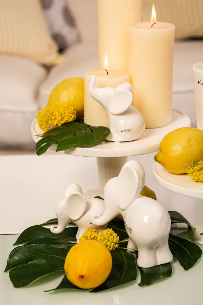 Deko Elefant Leon Mini sitzend creme-weiß